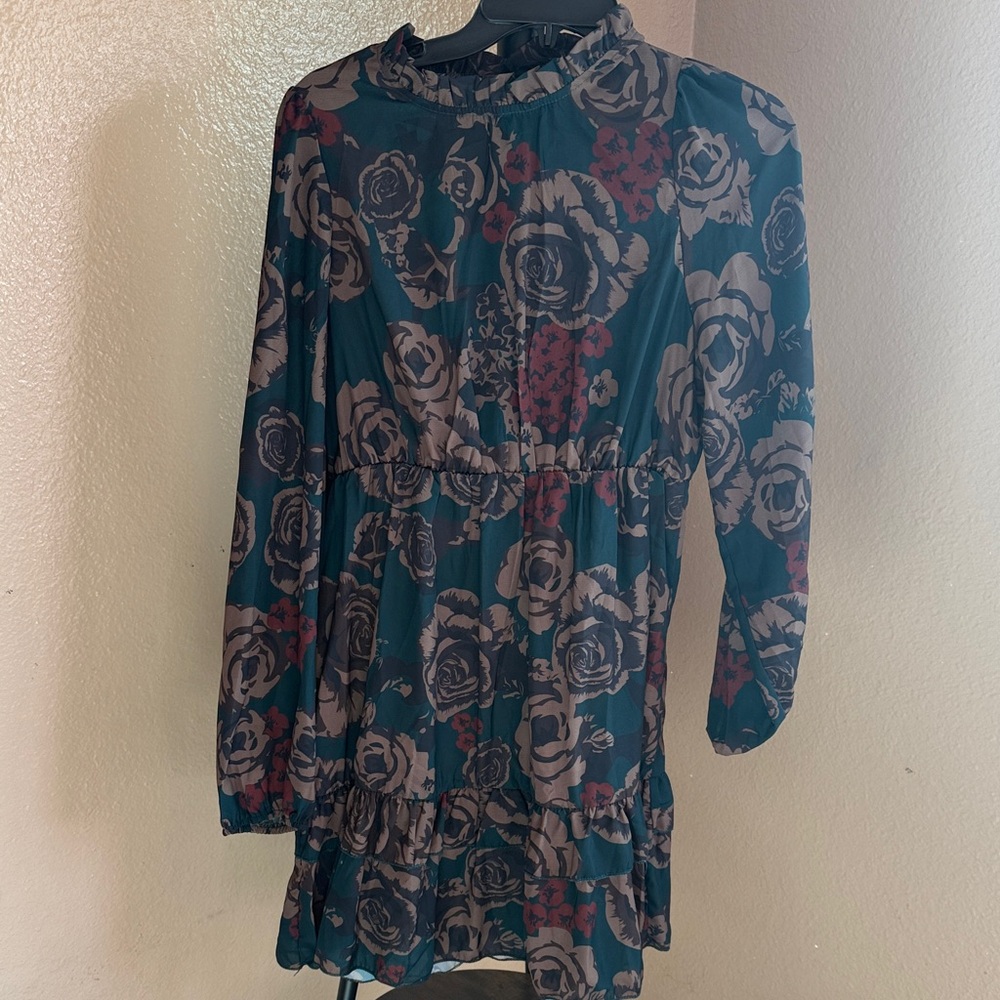 SHEIN Floral Dress - Teal and Burgundy